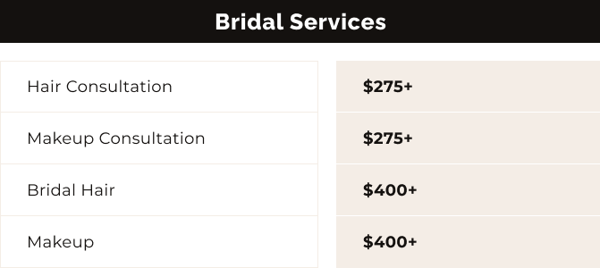 wedding hair pricing Santa Monica | Brambila Salon